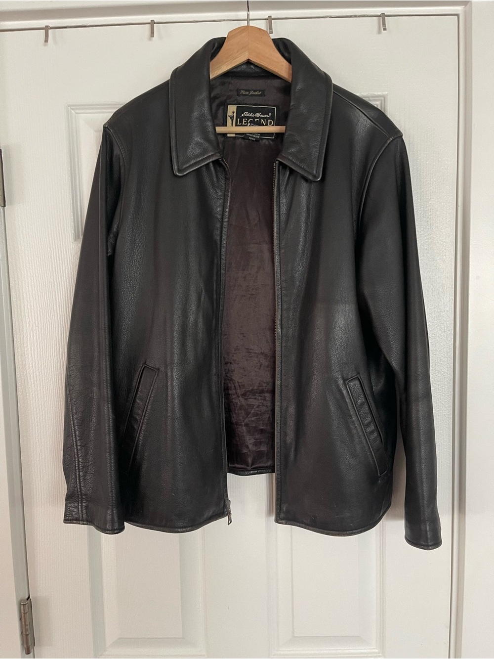Eddie Bauer brown Leather Bomber Jacket